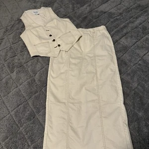 NEW Belle Vere Small Ivory Denim Vest And Long Skirt Set - Bild 1 von 7