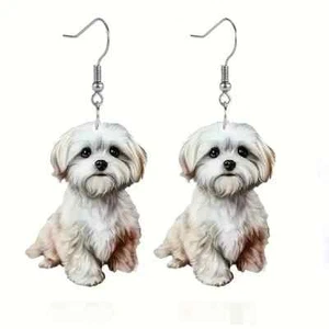 Lindos Pendientes Colgantes Diseño Perro Peluche Dibujos Animados Moda Acrílico Joyería Regalo Fiesta - Imagen 1 de 5