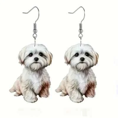 Lindos Pendientes Colgantes Diseño Perro Peluche Dibujos Animados Moda Acrílico Joyería Regalo Fiesta Foto 1 de 4