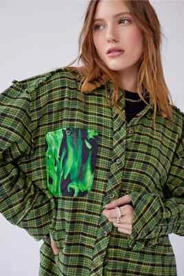 Urban Outfitters | Camisa con cuello de piel sintética para mujer | Talla mediana | Venta al por menor $89 Foto 1 de 4