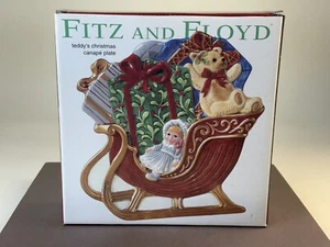 Fitz and Floyd Teddy's Natale piatto canape in rilievo 2003 ~ 8" L x 8" NUOVO - Foto 1 di 4