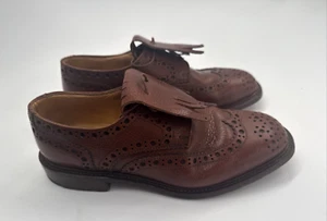 PARABOOT Dress Shoes Mens 7 Brown Wingtip Flap Cuir Cousu Goodyear France - Picture 1 of 15