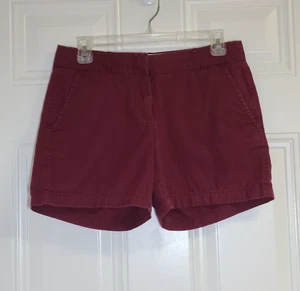J Crew Factory Chino Shorts Damen Größe 2 Burgunderrot Eingebrochen Baumwolle Klassisch - Bild 1 von 6