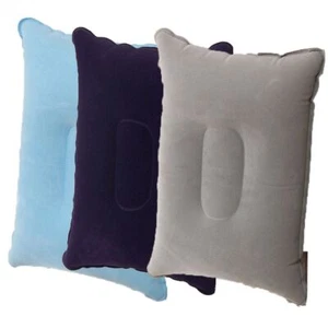 Bed Travel Flocking Cushion Hiking Camping Rest Inflatable Air Pillow Square - Picture 1 of 8