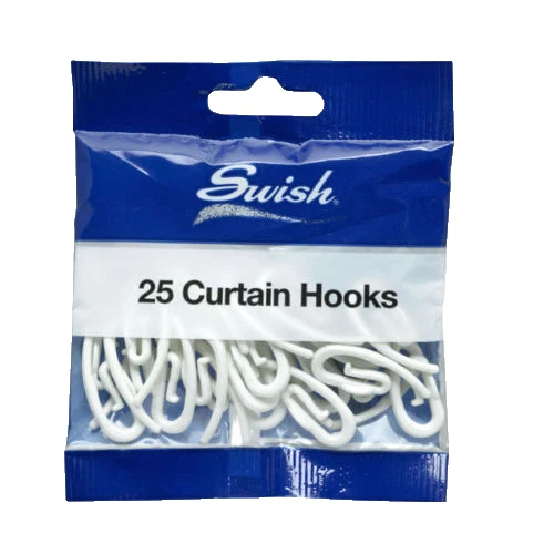 25 Ganci per Tenda Tendine Curtain Hooks White Bianco Italia Gancio Swish - Immagine 1 di 4