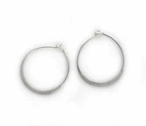 Sterling Silver Flat Hoop Earrings, 16mm - Picture 1 of 1