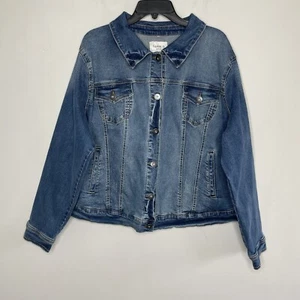 TORRID Jeansjacke Damen 3 3X Trucker NEU Distressed Knopf Blue Jeans - Bild 1 von 12