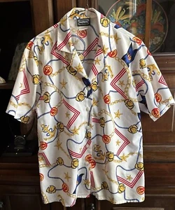 Women's Top Blouse Nautical Patriotic Bon Worth Size Large S/S Button Up - Picture 1 of 6