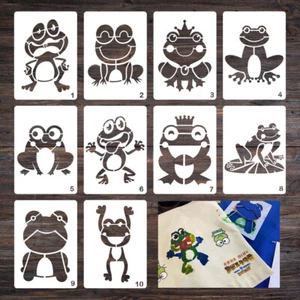 10 piezas plantillas de rana dibujos animados graffiti pintura de pared plantillas huecas hágalo usted mismo - Imagen 1 de 5