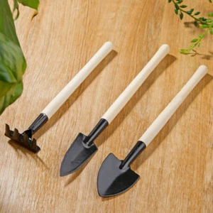 Paquete de 3 palas combinadas de madera y metal para maceta de jardín de interior y exterior - Imagen 1 de 3