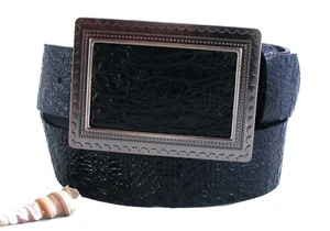 Gothicgürtel Trachtengürtel  Damengürtel schwarz Krokostyle große Schnalle SCH8 - Bild 1 von 4