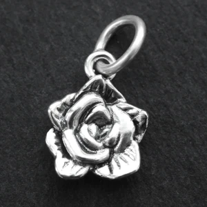 Echt 925 Sterlingsilber Rose Blume Anhänger Charm Natur Passform Halskette Armband - Bild 1 von 8