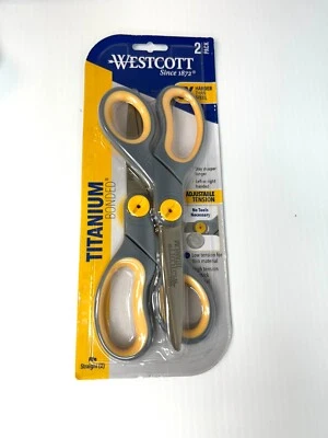Westcott Titanium Bonded Scissors Set, 8" , Pack of 2  Yellow Gray - Image 1 of 2