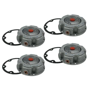 4 x Aluminum Steer Hub Cap w/ Oil Port & Side Fill Plug Replaces Stemco 343-4249 - Picture 1 of 6
