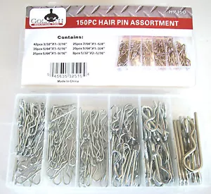 150pc GOLIATH INDUSTRIAL R PIN MECHANICAL HITCH HAIR PIN TRACTOR CLIP ASSORTMENT - Picture 1 of 3
