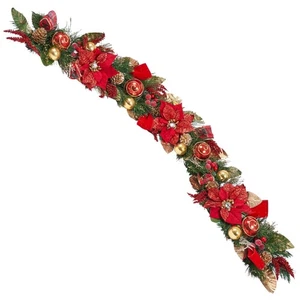 Guirnalda de Pascua Roja - Guirnalda Decorada Artesanal de Navidad - Imagen 1 de 3