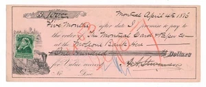FB40 Einnahmen auf Montreal Kanada, 1876 Schuldschein, Entwurf, Zugvignette - Bild 1 von 4