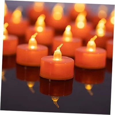  Paquete de 24 velas de luces de té, parpadeantes amarillo cálido sin llama LED naranja Foto 1 de 4