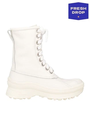 PVP €1090 JIL SANDER Botas de Combate de Cuero US6 UK3 EU36 Vibram Marfil Logo Foto 1 de 4