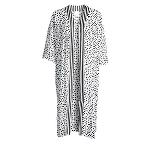 Womens Black & White Polka Dot Kimono Robe Juniors Size L/XL NEW - Picture 1 of 8