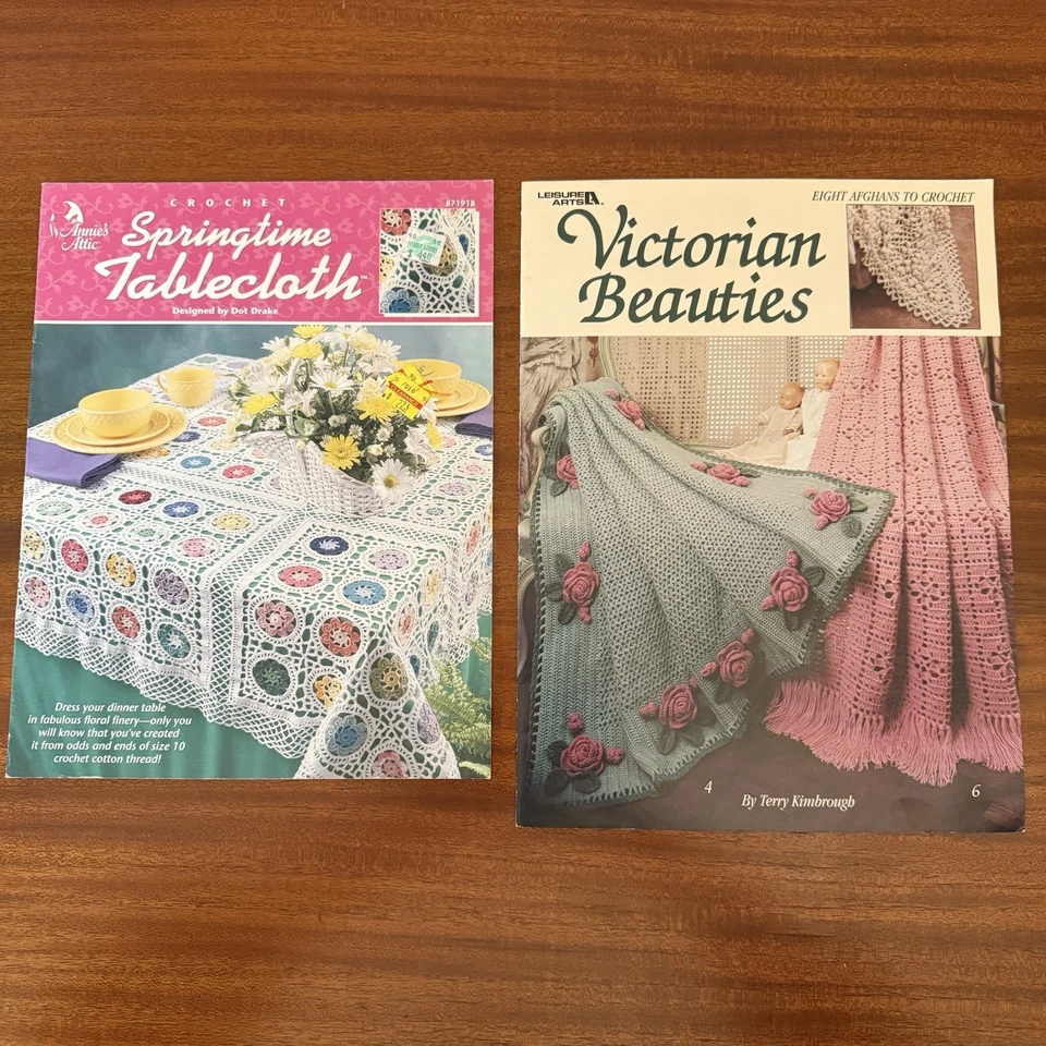 Lot of 2 Vintage Crochet Pattern Books –Springtime Tablecloth Victorian Beauties - Image 1 of 4