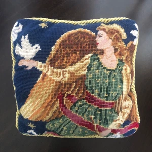 Vintage Weihnachten Engel Nadelspitze Kissen rot Samt Rücken Wolle Urlaub 10 x 9 - Bild 1 von 6