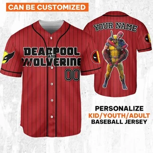 Custom Disney W And D Friendship Deadpool Baseball Jersey - Picture 1 of 8