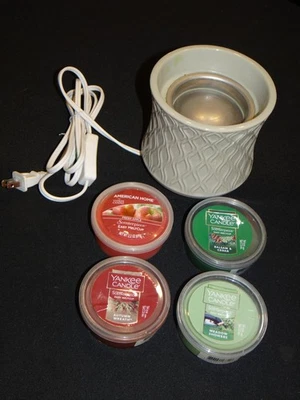 Yankee Candle Wax Warmer, Gray, Wavy Pattern + 4 Wax Cannisters - Image 1 of 4