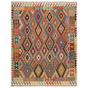 Kelim Afghan 241x199 cm Handgewebter Orientteppich kilim Wolle Carpet Rug - Bild 1 von 12