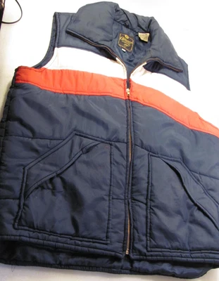 Chaleco acolchado Alleson de colección años 80 para hombre XLT azul rojo blanco rayas retro colorway 46-48 Foto 1 de 4