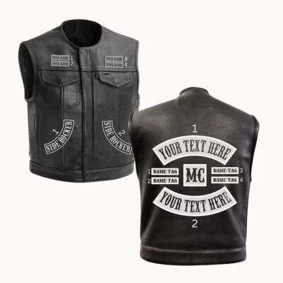Custom Cowhide Leather Biker Vest Men's Motorcycle Riding Waistcoat HD Style - Image 1 of 4