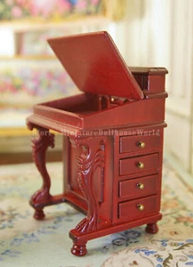 1:12 Scale Handcarved Miniature Writing Desk with Drawers - Dollhouse Furniture - Picture 1 of 8