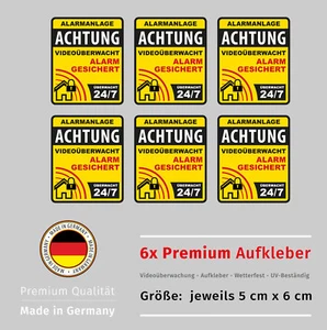 Aufkleber 6x Warnaufkleber Set Videoüberwachung Hinweis Wetterfest UV-Beständig - Bild 1 von 3