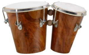 Zweiteiliges Bongo-Schlagzeug aus Holz - (braun) 7 Zoll Größe Profi - Bild 1 von 4