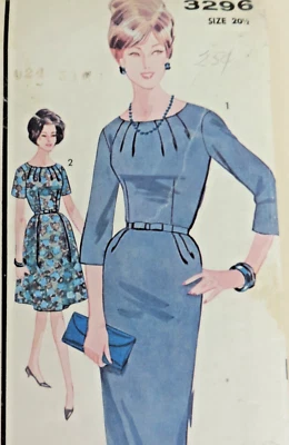 1960s Miss Advance 3296 Pattern Audrey Hepburn/Wiggle Dress Sz: 20 B41 Uncut/FF - Image 1 of 4