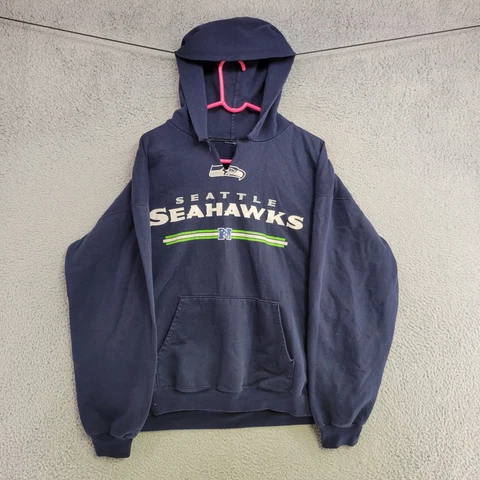 Seattle Seahawks Hoodie Mens 2XL XXL Blue Pullover Sweater Pocket NFL Football Cover