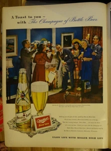 Miller High Life Beer 1949 Print Ad 14"x11" Burning The Mortgage Celebration - Picture 1 of 1