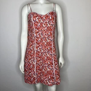 Lauren Conrad LC Womens Sundress Size 6 Button Front Cottagecore Red Pink White - Picture 1 of 5