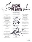 Bring Me The Horizon Signed True Friends Song Lyric Sheet Oli Sykes +4 ACOA COA
