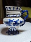 Vintage 5" Tall Gzhel Russian Blue & White Porcelain Goblet Mug 