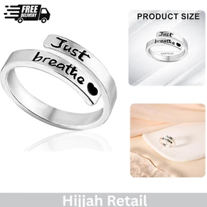 Just Breathe Ring for Women Adjustable Heart Ring Stainless Steel Adjustable Sil - Picture 1 of 8