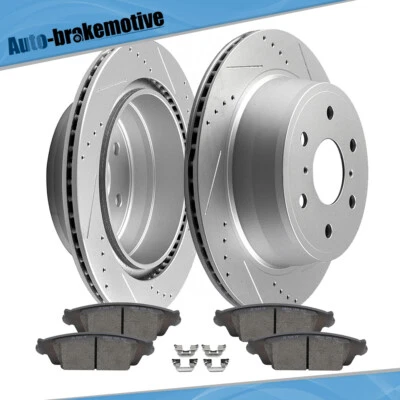 REAR DRILL SLOT BRAKE ROTORS CERAMIC PADS FITS  2014-2018 GMC Sierra Yukon 1500 Foto 1 de 4