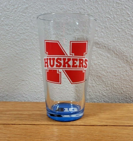NEBRASKA CORNHUSKERS Big Ten B1G Logo Barware Drinking Glass Beer PINT GLASS Cover