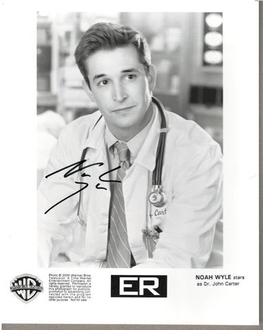 Noah Wyle. Signed 2000 8x10 publicity photo as Jack Carter from ER.  COA Cover
