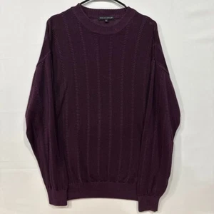 Vintage Tulliano Sweater Mens XL Purple Textured Knit Crewneck Rayon Cotton - Picture 1 of 6