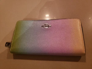 Coach OMBRE Leather LARGE FULL SIZE Zip Around Wallet Clutch~RAINBOW~57092~RARE - Picture 1 of 6