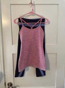 Lululemon lila/blau Capri & pink/mint gestreift Power Y Tank EUC Vintage Größe 4 - Bild 1 von 9