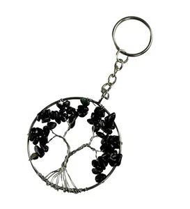Árbol de Vida Negro Onyx Llavero Joya Bolso Único #8753 - Imagen 1 de 3