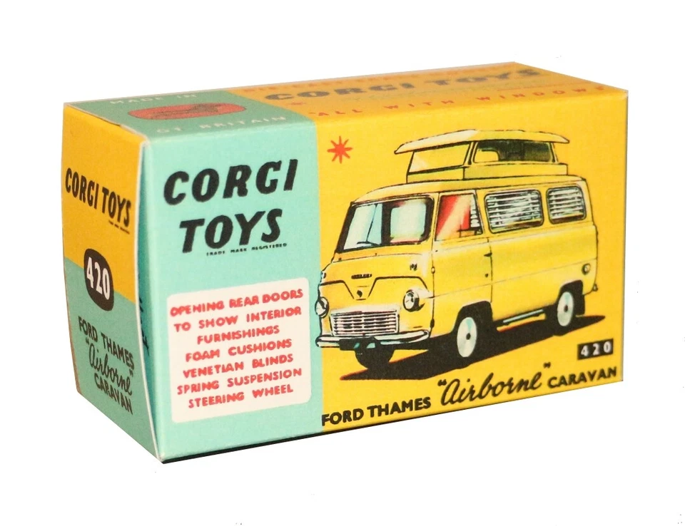 Corgi toys boîte box repro 420 ford thames airborne caravan