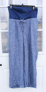 Old Navy Maternity Linen-Blend Wide-Leg Pants Womens Size XL Chambray Blue COMFY - Picture 1 of 10